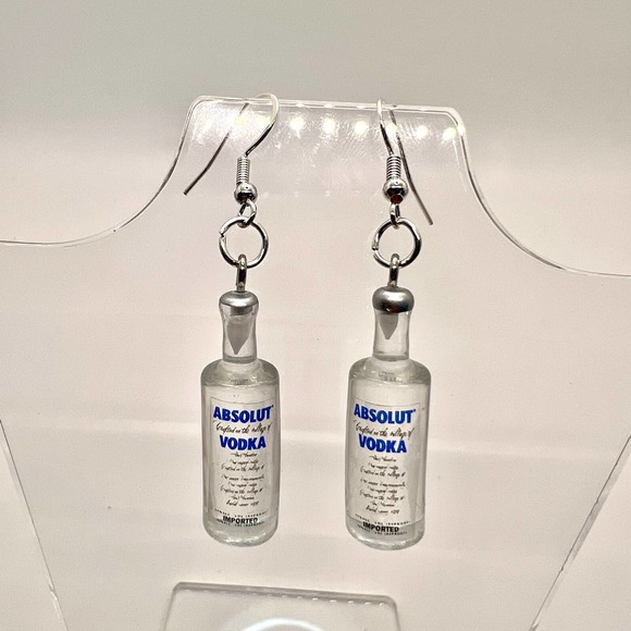 Absolut Vodka Earrings - New Years Eve Earrings - Alcohol Earrings - Picture 1 of 11